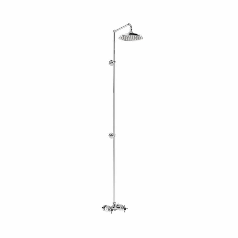 Eden Thermostatic Exposed Shower Bar Valve Single Outlet with Extended Rigid Riser and Swivel Shower Arm with 6 inch rose  - Black